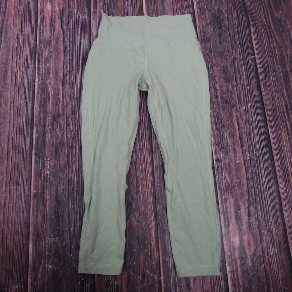 Lululemon Pants Womens S Green High Rise Capri‎ Leggings Yoga Stretch Athletic